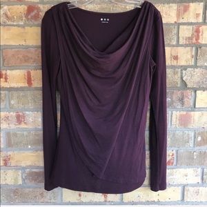 Three Dots Purple Knit Blouson Top